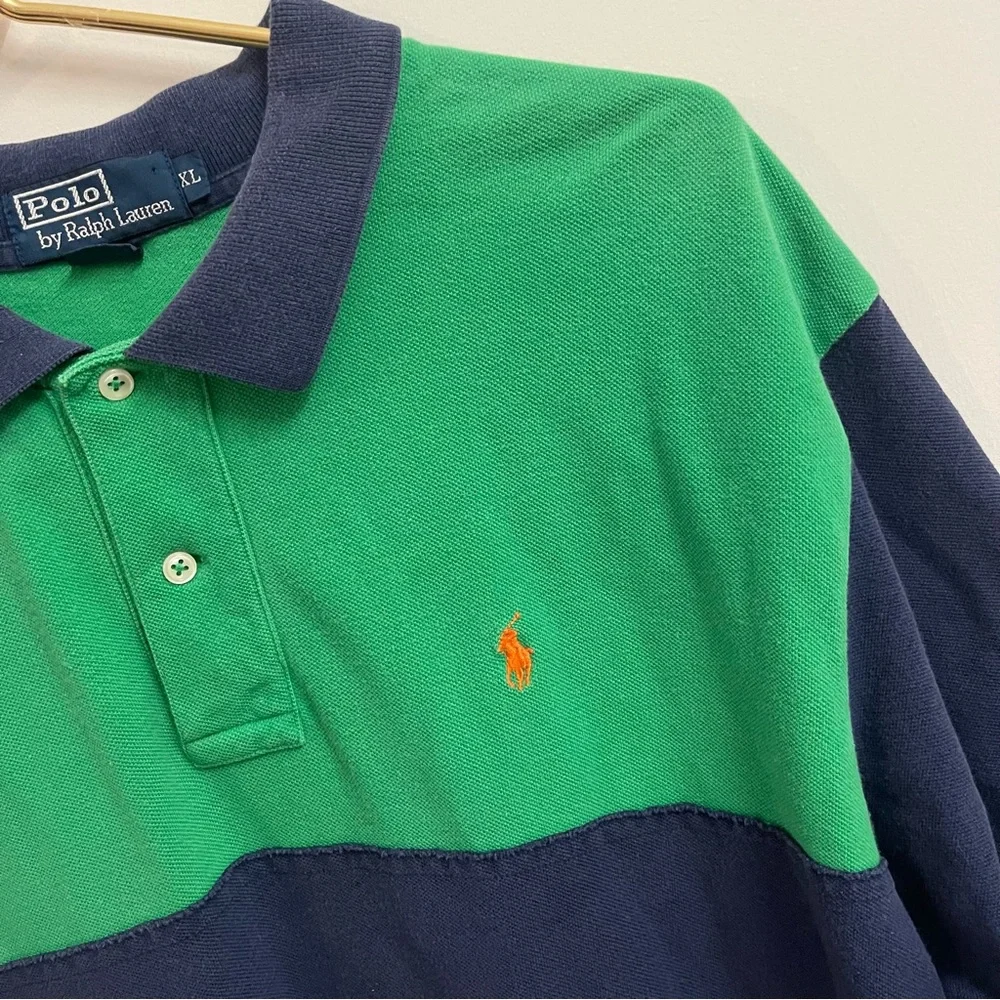 VINTAGE Polo Ralph Lauren Colorblock Rugby Shirt XL - Picture 4 of 4
